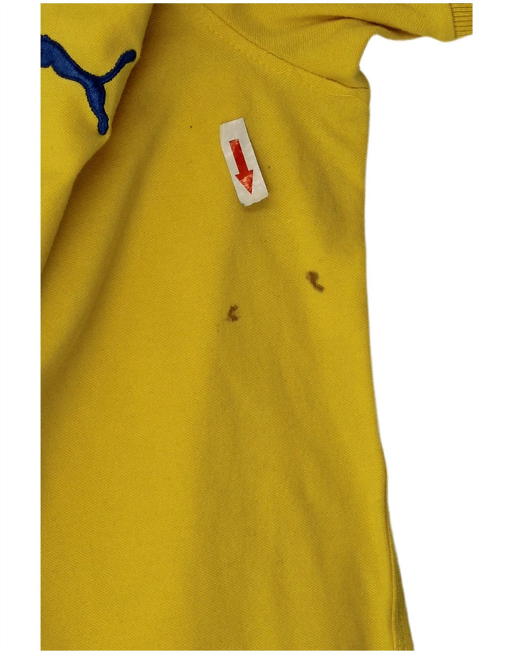Polo Puma da uomo piccola in cotone giallo