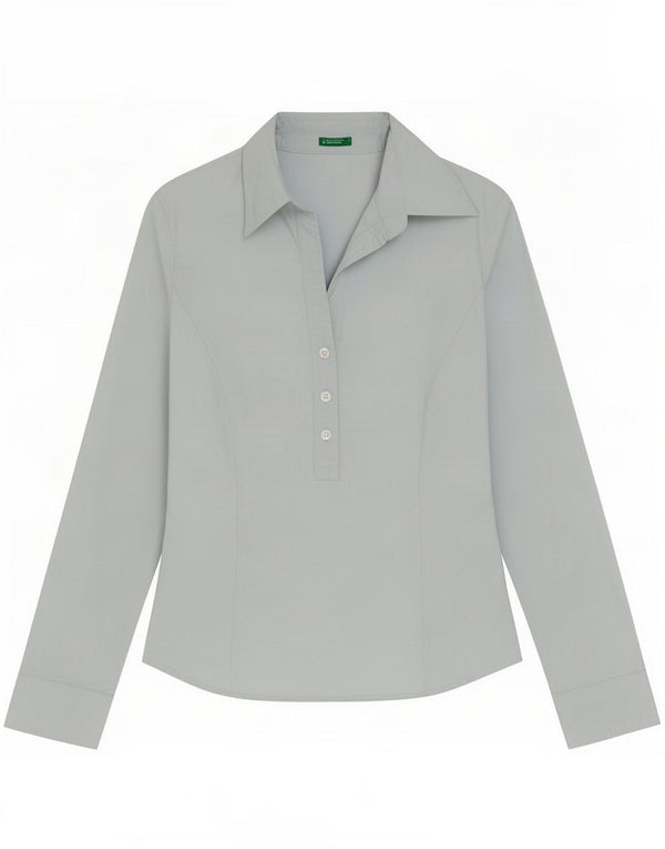Benetton Womens Pullover Shirt UK 10 Small Blue Cotton
