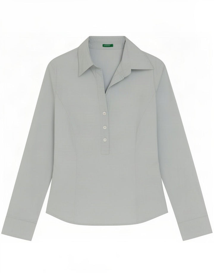 Camicia pullover da donna Benetton UK 10 piccola in cotone blu