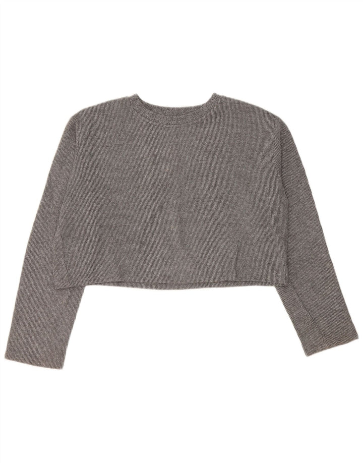 Top corto da donna Zara a maniche lunghe UK 16 grande grigio