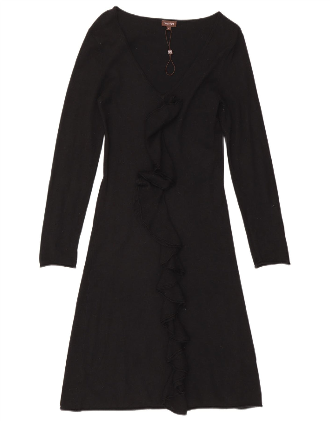 Abito maglione a maniche lunghe da donna Phase Eight con volant sul davanti UK 8 piccolo nero