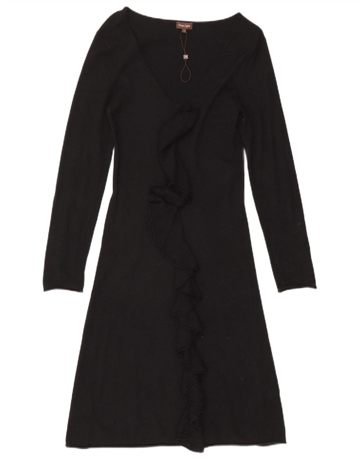 Abito maglione a maniche lunghe da donna Phase Eight con volant sul davanti UK 8 piccolo nero