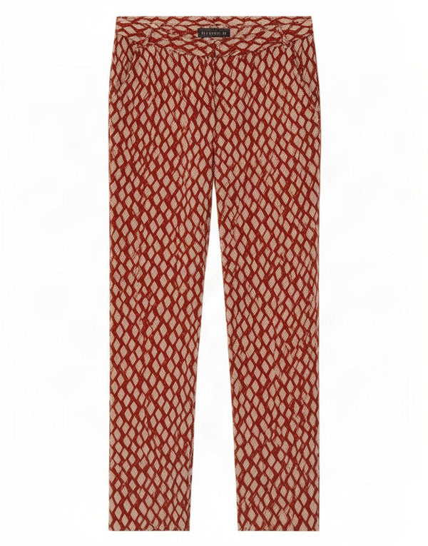 Zara Womens Slim Chino Trousers EU 38 Small W28 L26 Burgundy Geometric