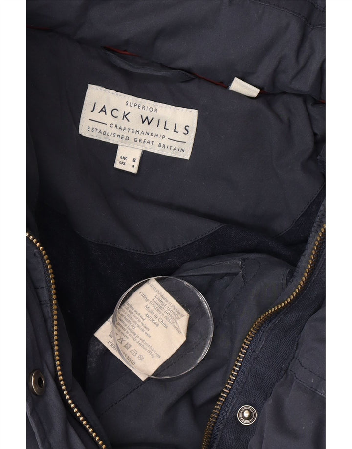 Giacca imbottita con cappuccio da donna Jack Wills UK 8 piccola in poliestere blu navy