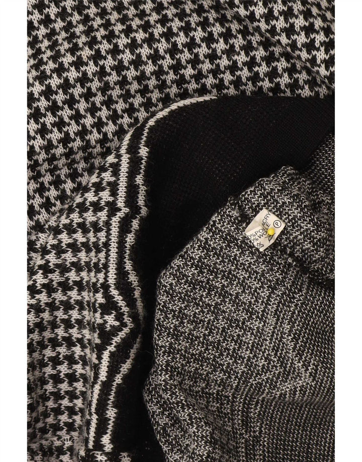 Maglione maglione con scollo a barca da donna vintage UK 14 pied de poule nero medio