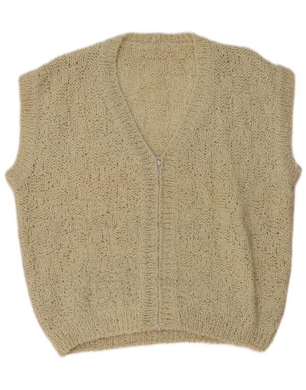 Vintage Womens Oversized Sleeveless Cardigan Sweater UK 18 XL Off White