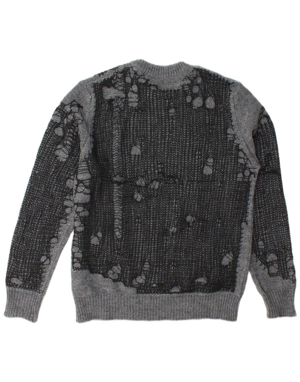 Maglione maglione girocollo da uomo invecchiato Diesel grande acrilico grigio