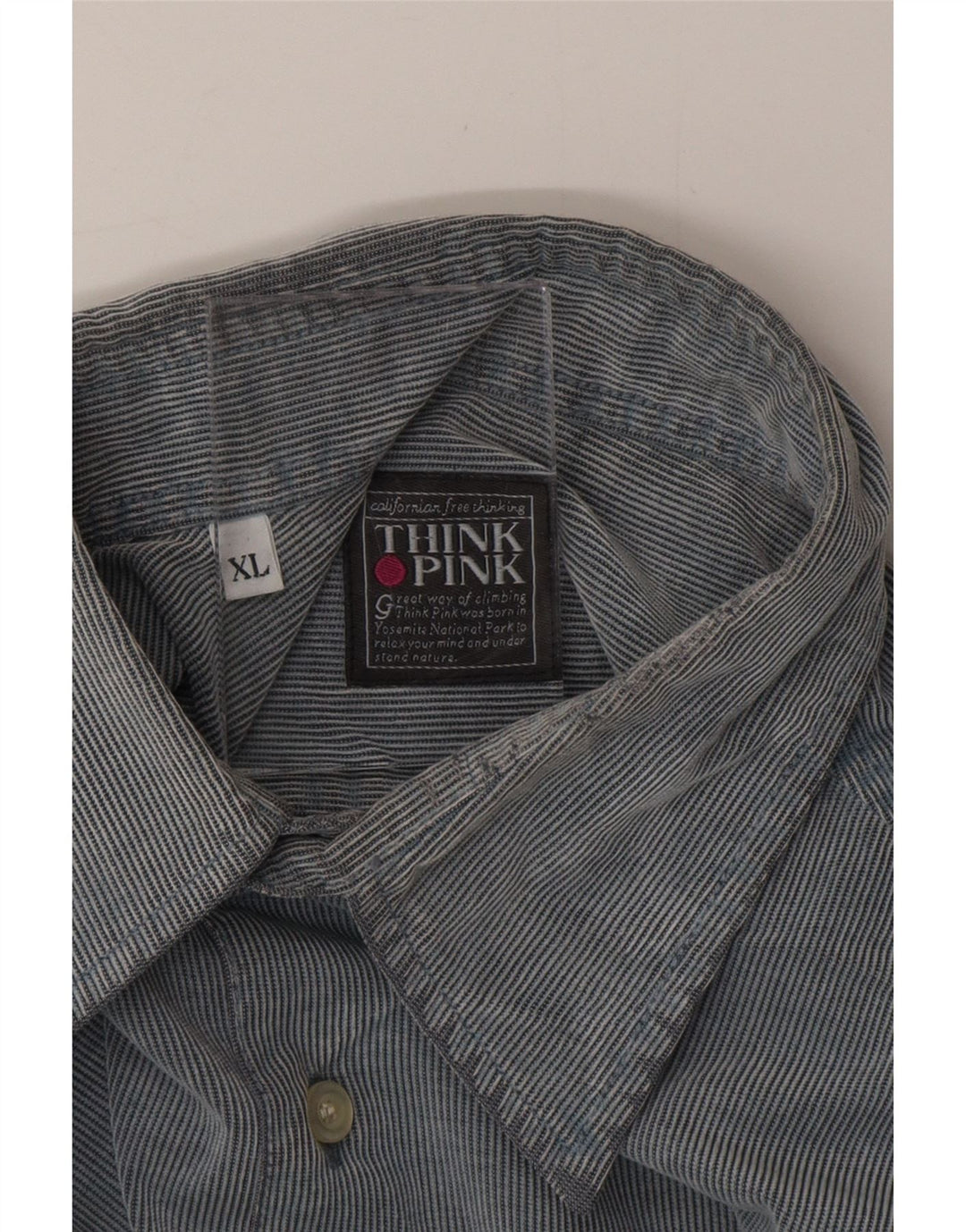 THINK PINK Camicia da uomo XL in cotone gessato blu