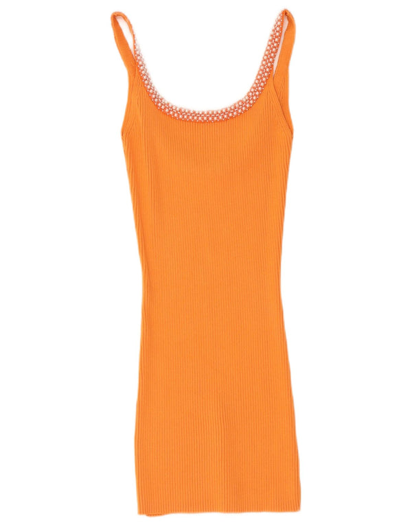 Canottiera slim fit da donna Zara UK 14 Viscosa arancione media