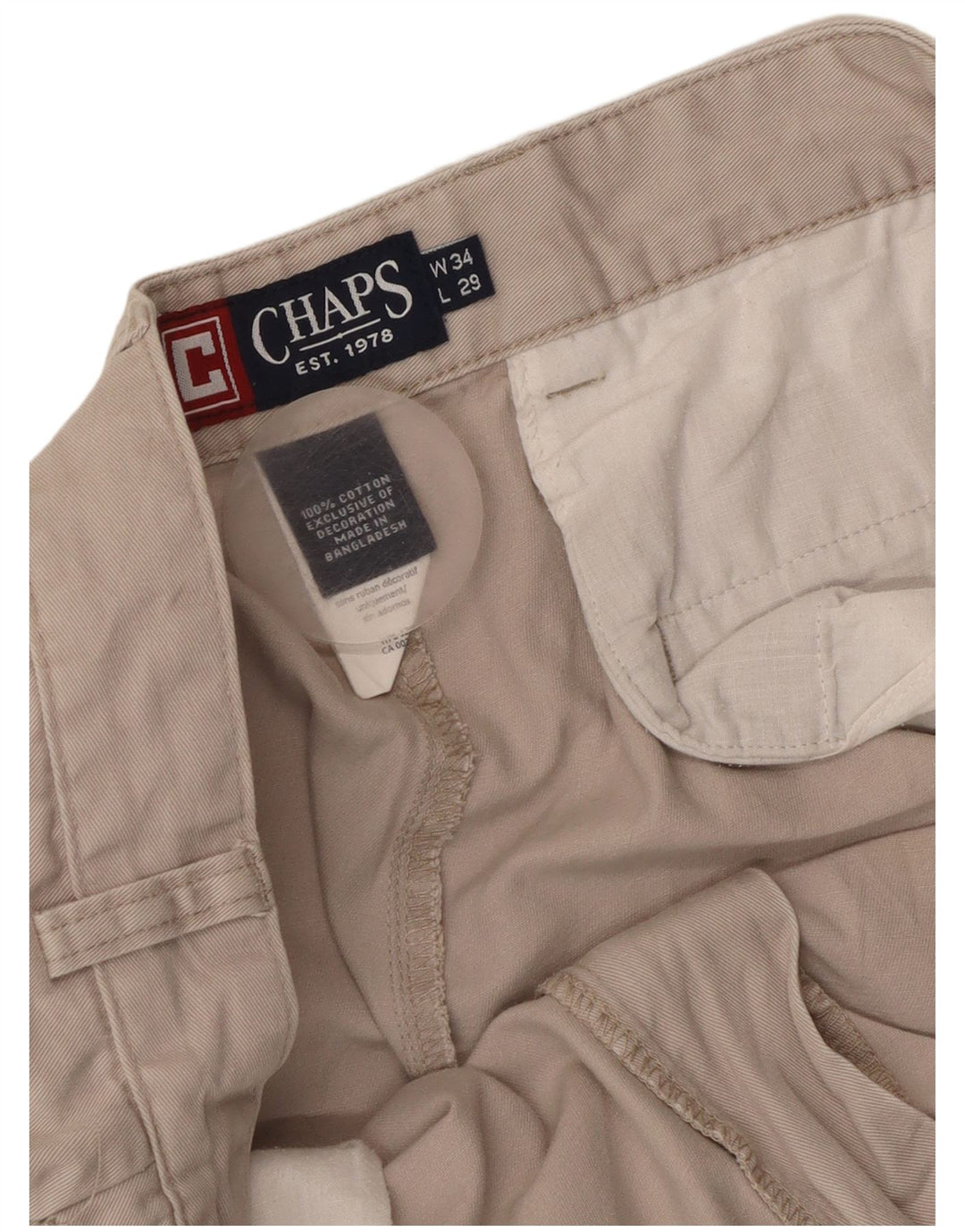 Pantaloni chino dritti da uomo CHAPS W34 L29 cotone beige
