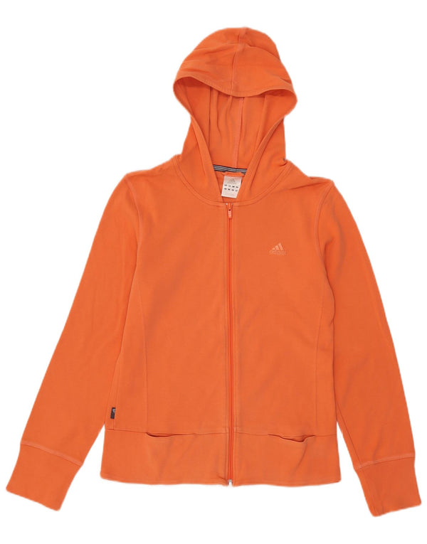 Maglione con cappuccio e zip da donna Adidas UK 12 cotone arancione medio