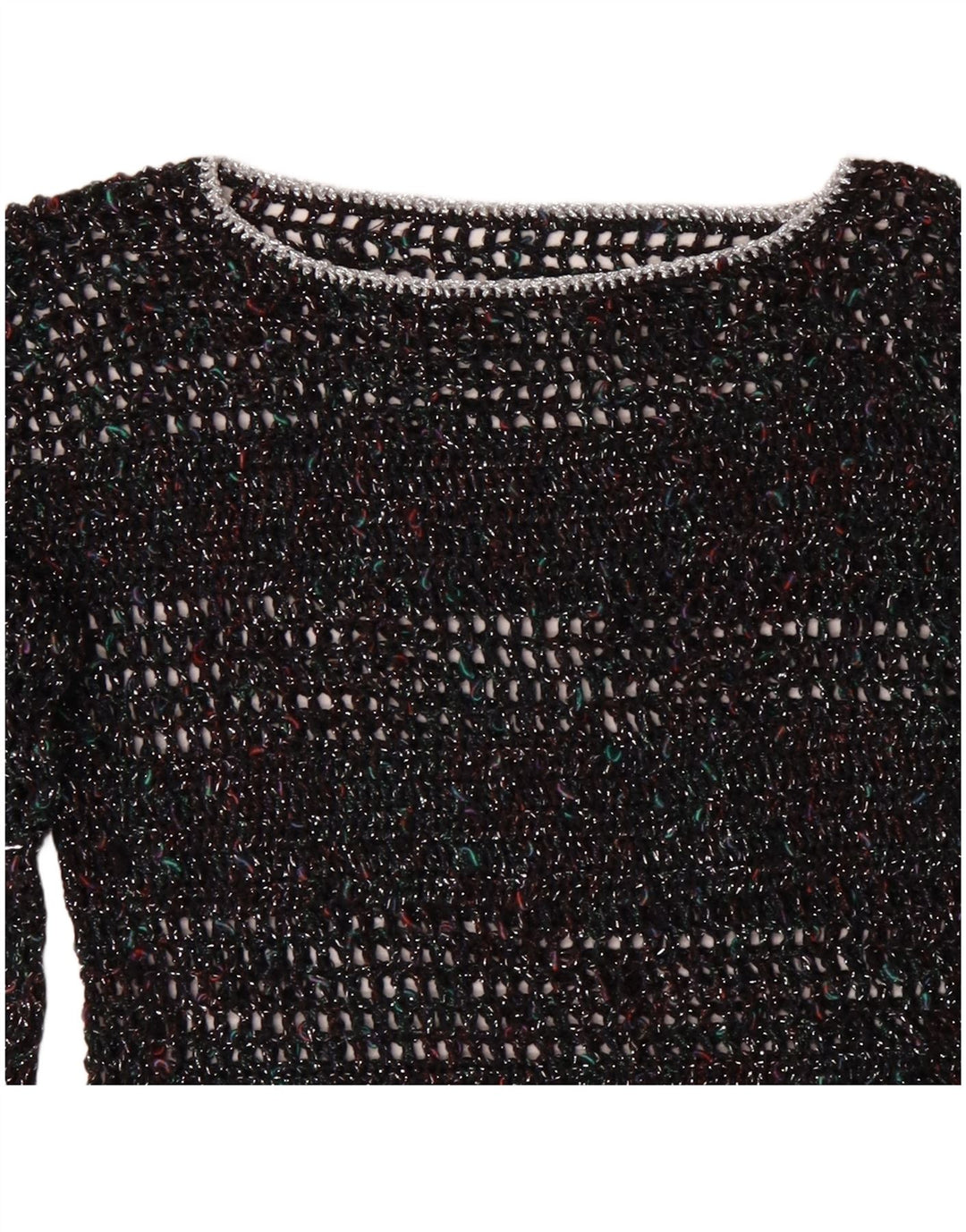 Maglione maglione con scollo a barca da donna VINTAGE UK 12 medio multicolore screziato