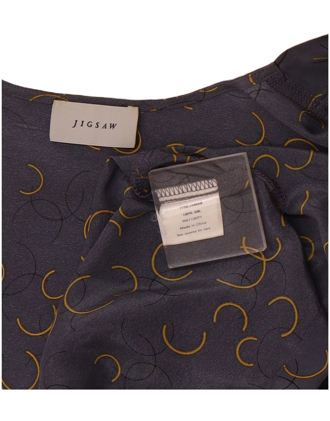 Top cardigan a maniche corte da donna JIGSAW UK 18 XL seta geometrica grigia