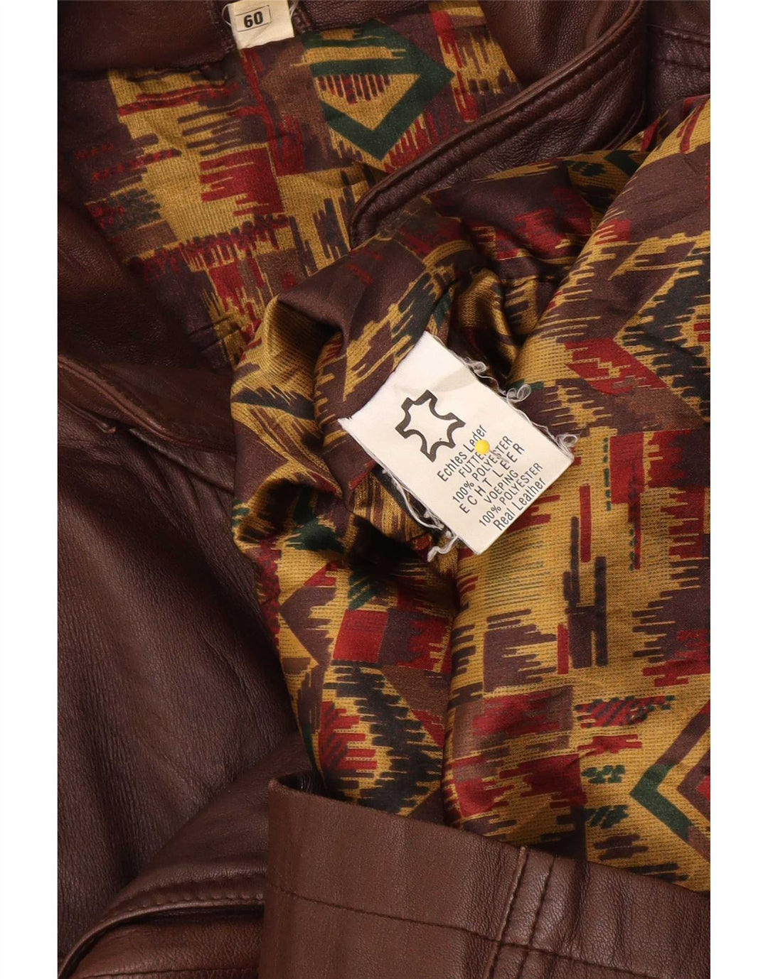 Giacca in pelle vintage da uomo dalla vestibilità classica EU 60 5XL Marrone