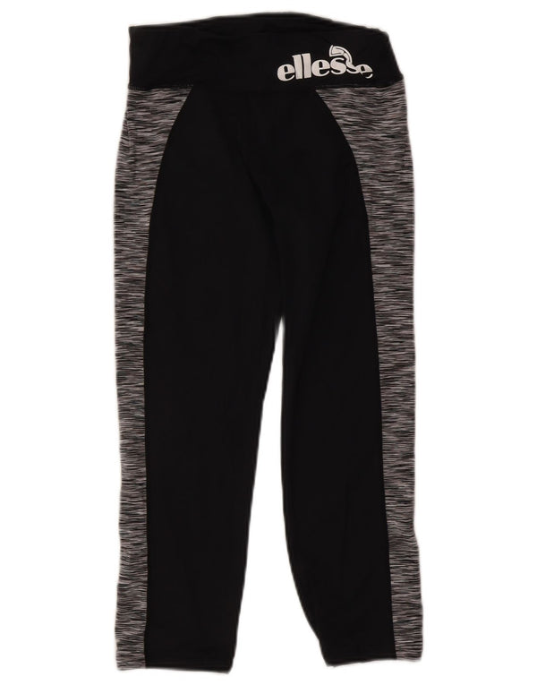 Ellesse Leggings Capri con grafica da donna UK 10 Small Nylon color block nero
