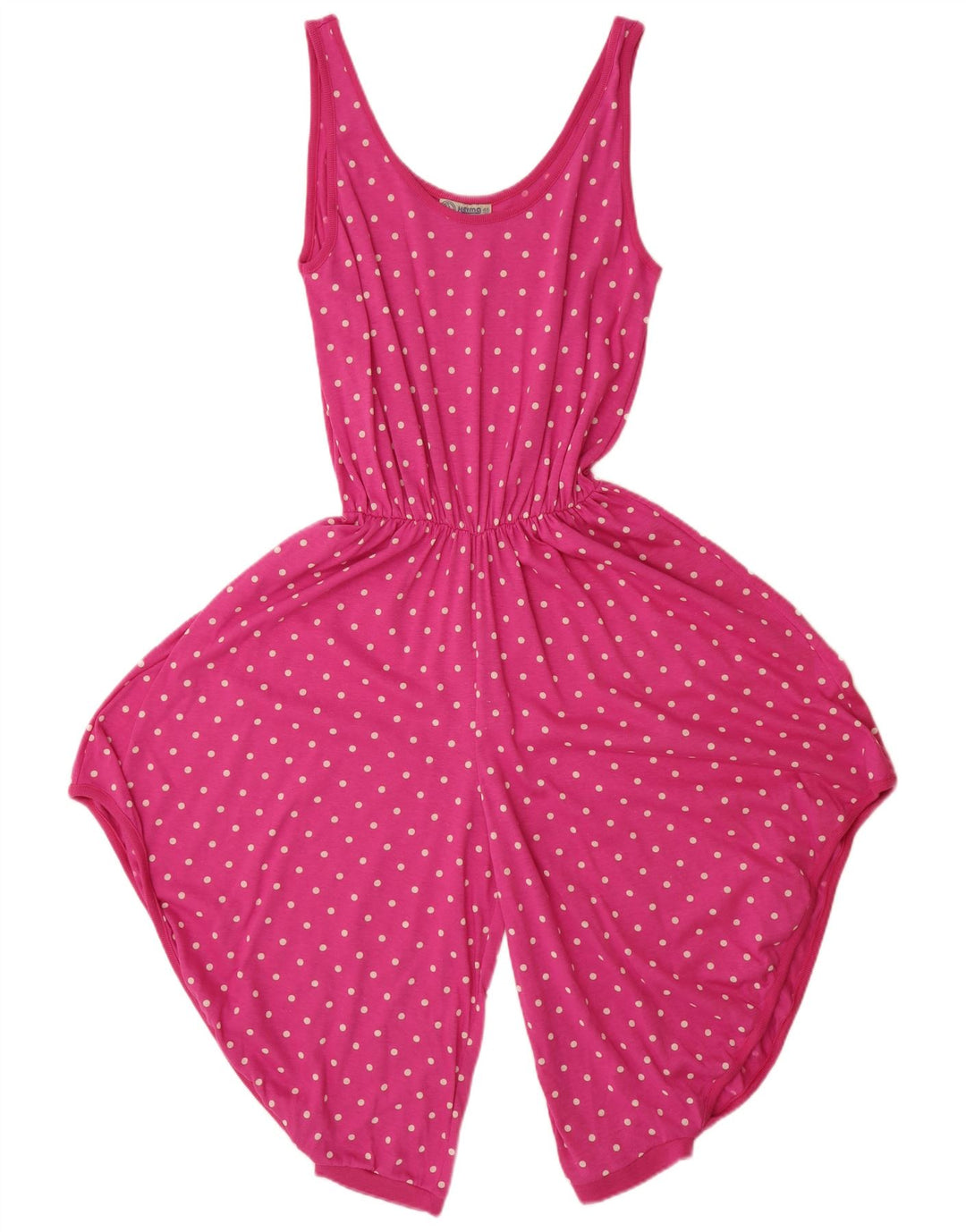 Tutina corta da donna vintage senza maniche IT 46 Large in cotone maculato rosa