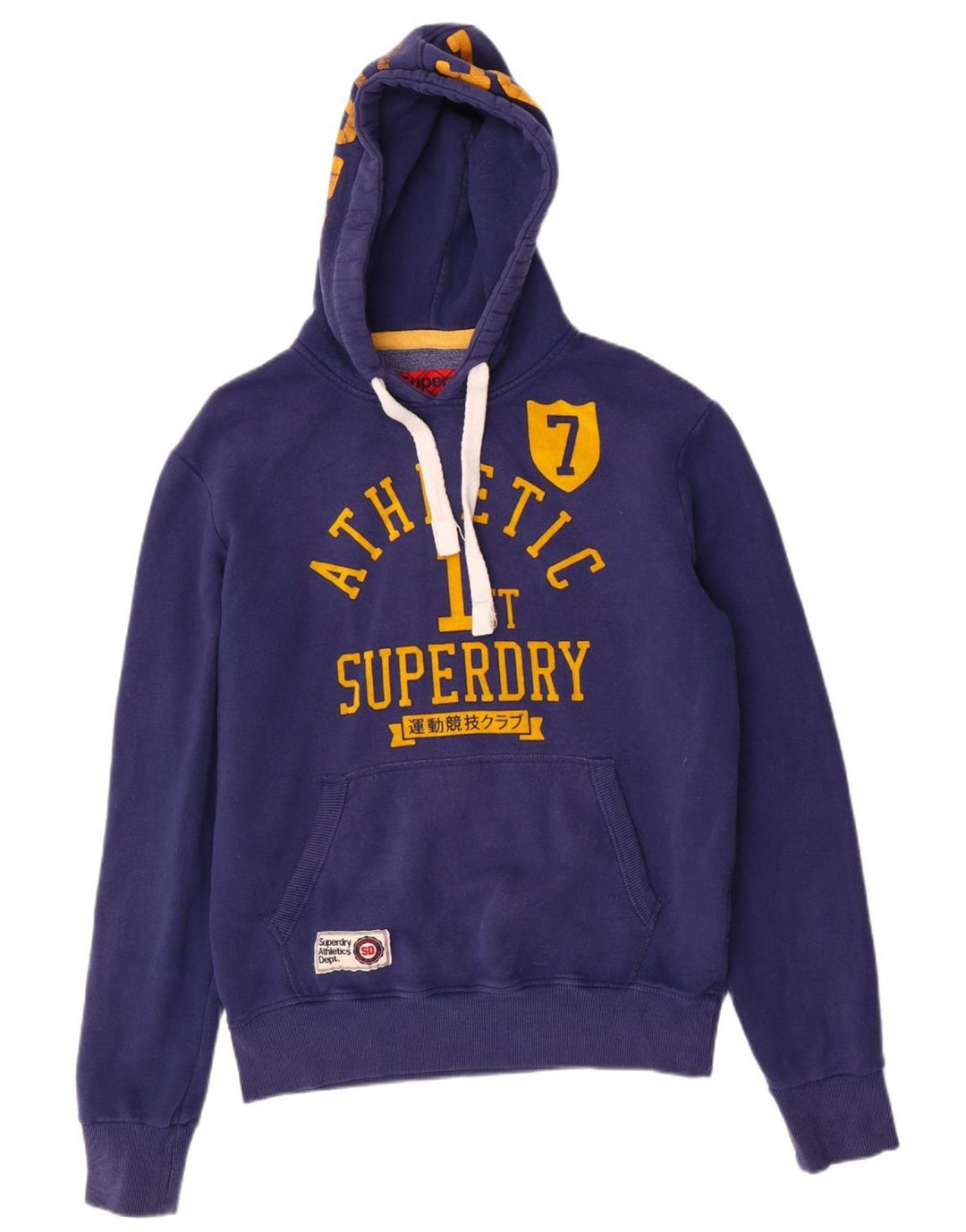 Maglione con cappuccio grafico da uomo SUPERDRY grande cotone blu