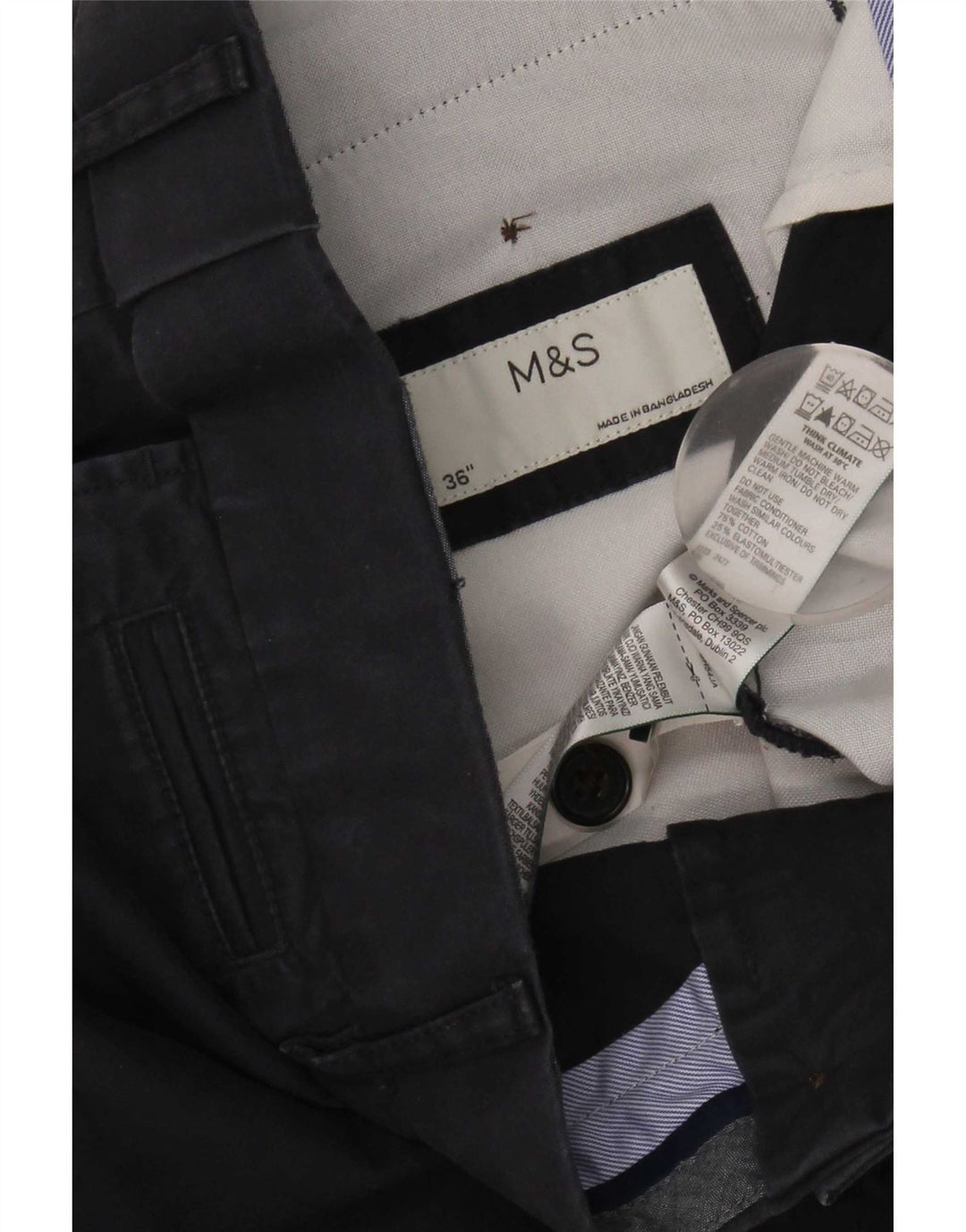 Pantaloncini chino da uomo Marks & Spencer W36 grandi in cotone blu navy