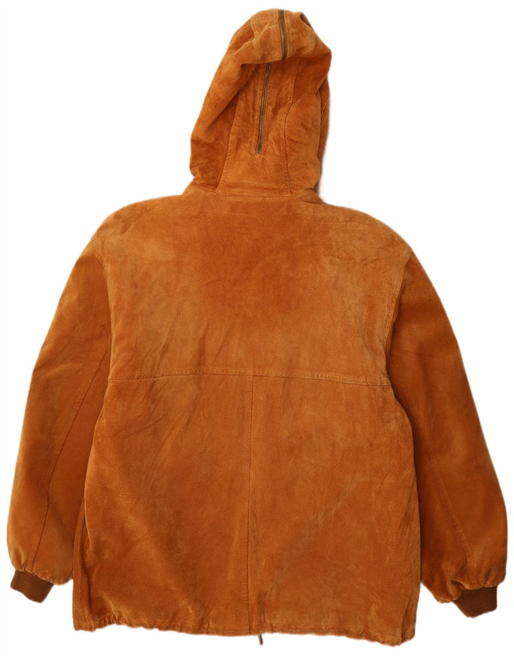 Fabiani Giacca da Uomo in Pelle Scamosciata con Cappuccio IT 48 Pelle Marrone Medio