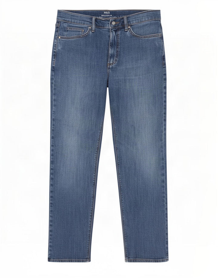 Jeans dritti da uomo Marks & Spencer W30 L29 cotone blu