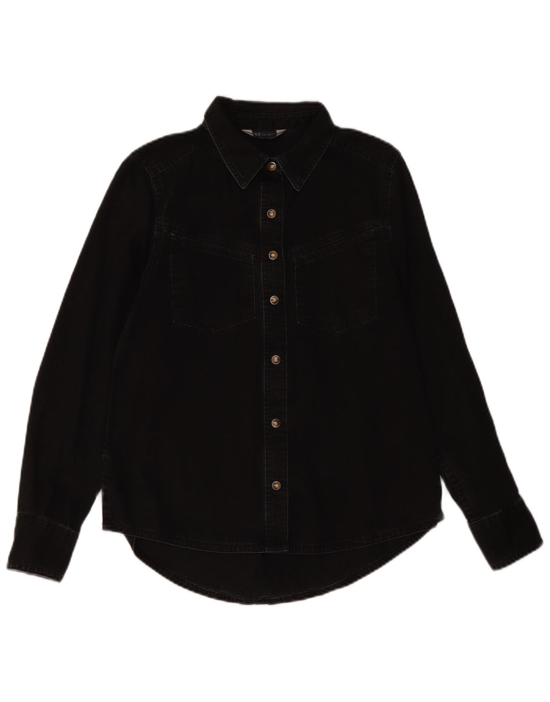 MARKS & SPENCER Camicia di jeans da donna UK 8 piccola in cotone nero
