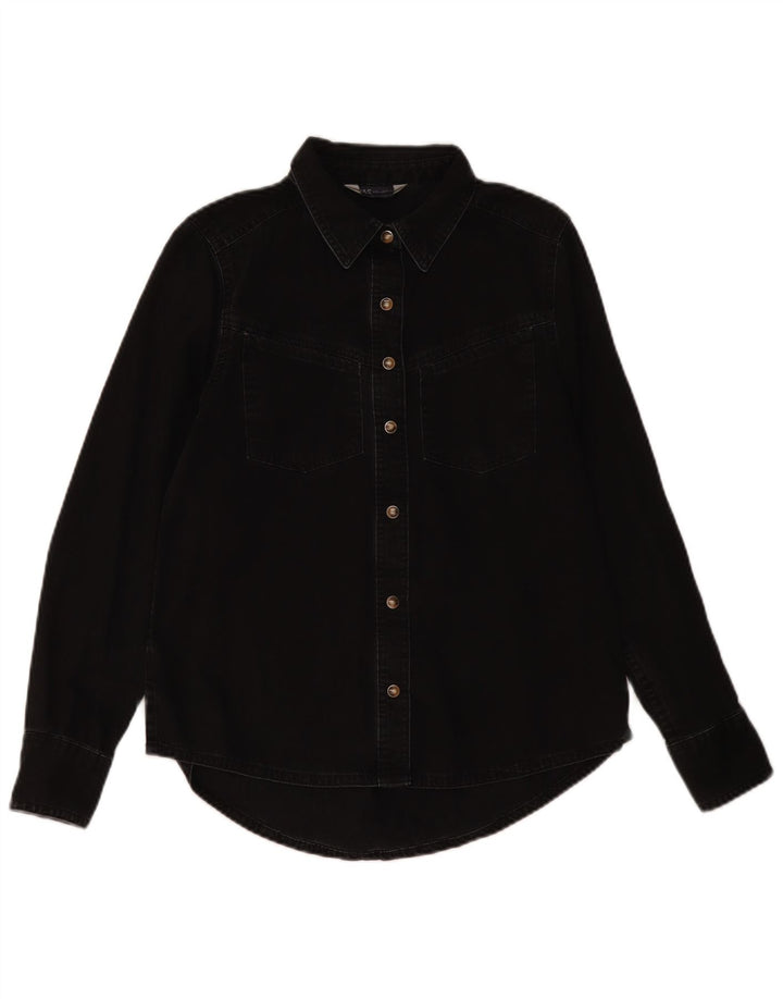 MARKS & SPENCER Camicia di jeans da donna UK 8 piccola in cotone nero