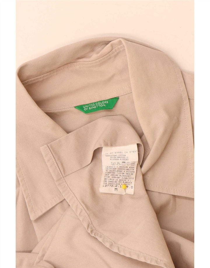 Camicia militare militare da uomo Benetton in cotone beige medio