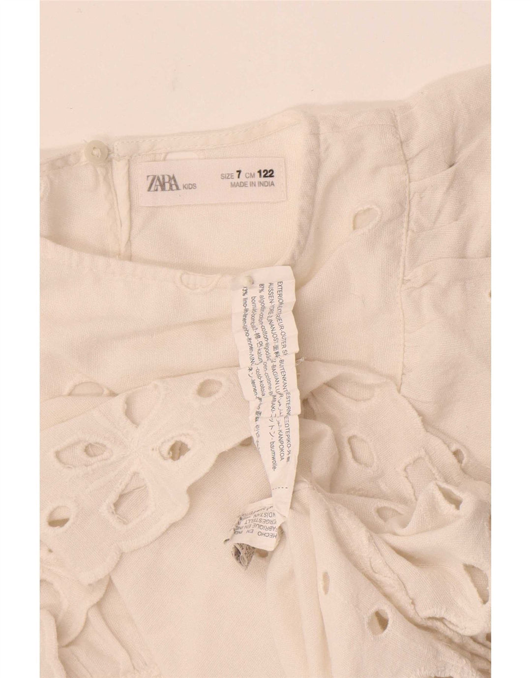 Top Blusa Bambina Zara 6-7 Anni Cotone Bianco