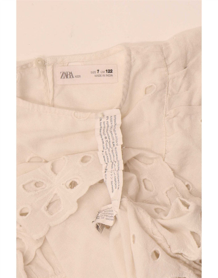Top Blusa Bambina Zara 6-7 Anni Cotone Bianco
