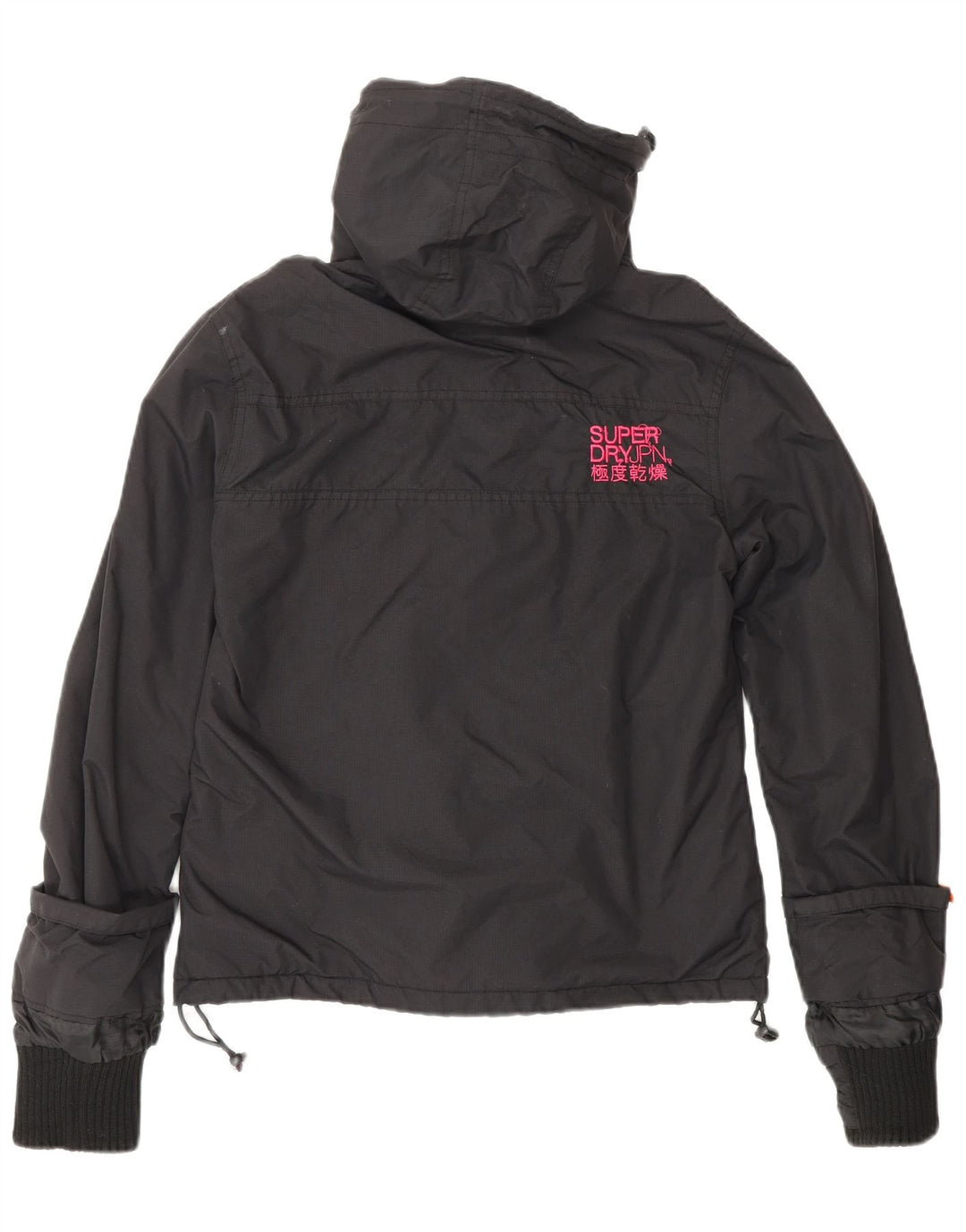 Giacca a vento con cappuccio vestibilità ampia da donna SUPERDRY UK 10 piccola nera