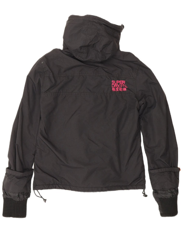 Giacca a vento con cappuccio vestibilità ampia da donna SUPERDRY UK 10 piccola nera
