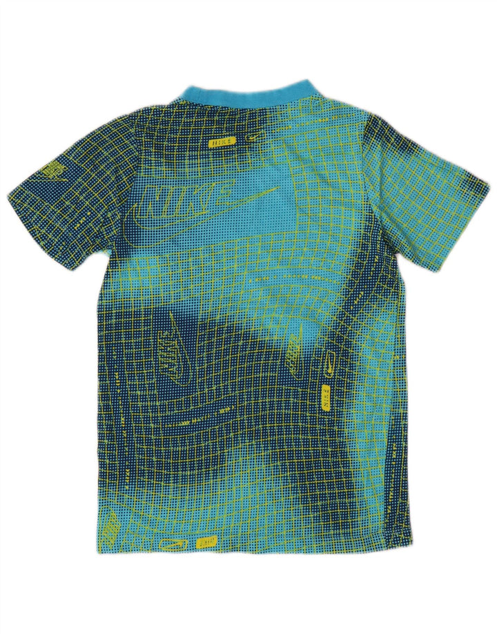 NIKE Boys Abstract Pattern Graphic T-Shirt Top 10-11 Years Medium Blue