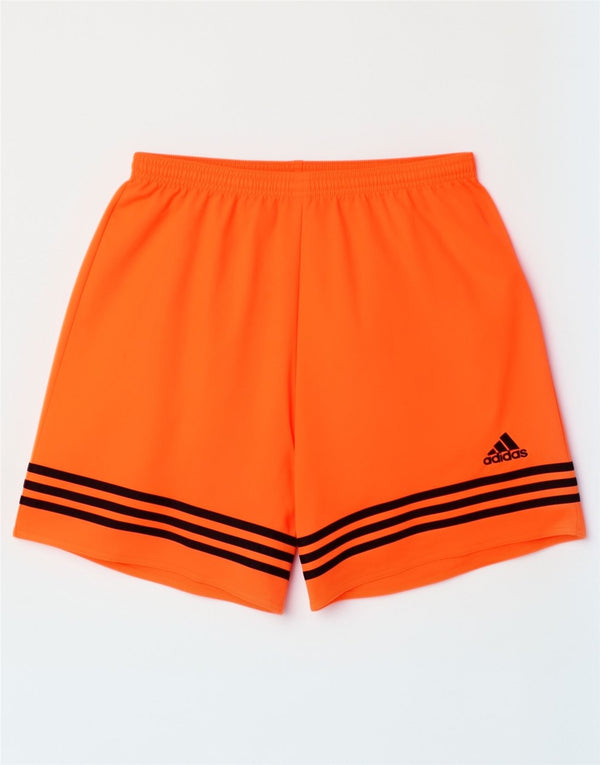 Pantaloncini sportivi Adidas Climalite da uomo, sportivi in poliestere a righe arancioni medie