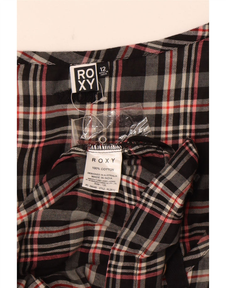 Abito tunica senza maniche da donna Roxy UK 12 cotone medio nero a quadri