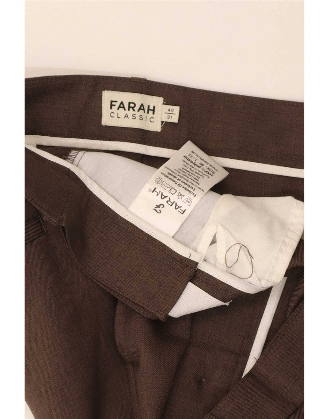 Pantaloni chino dritti da uomo Farah W40 L31 poliestere marrone
