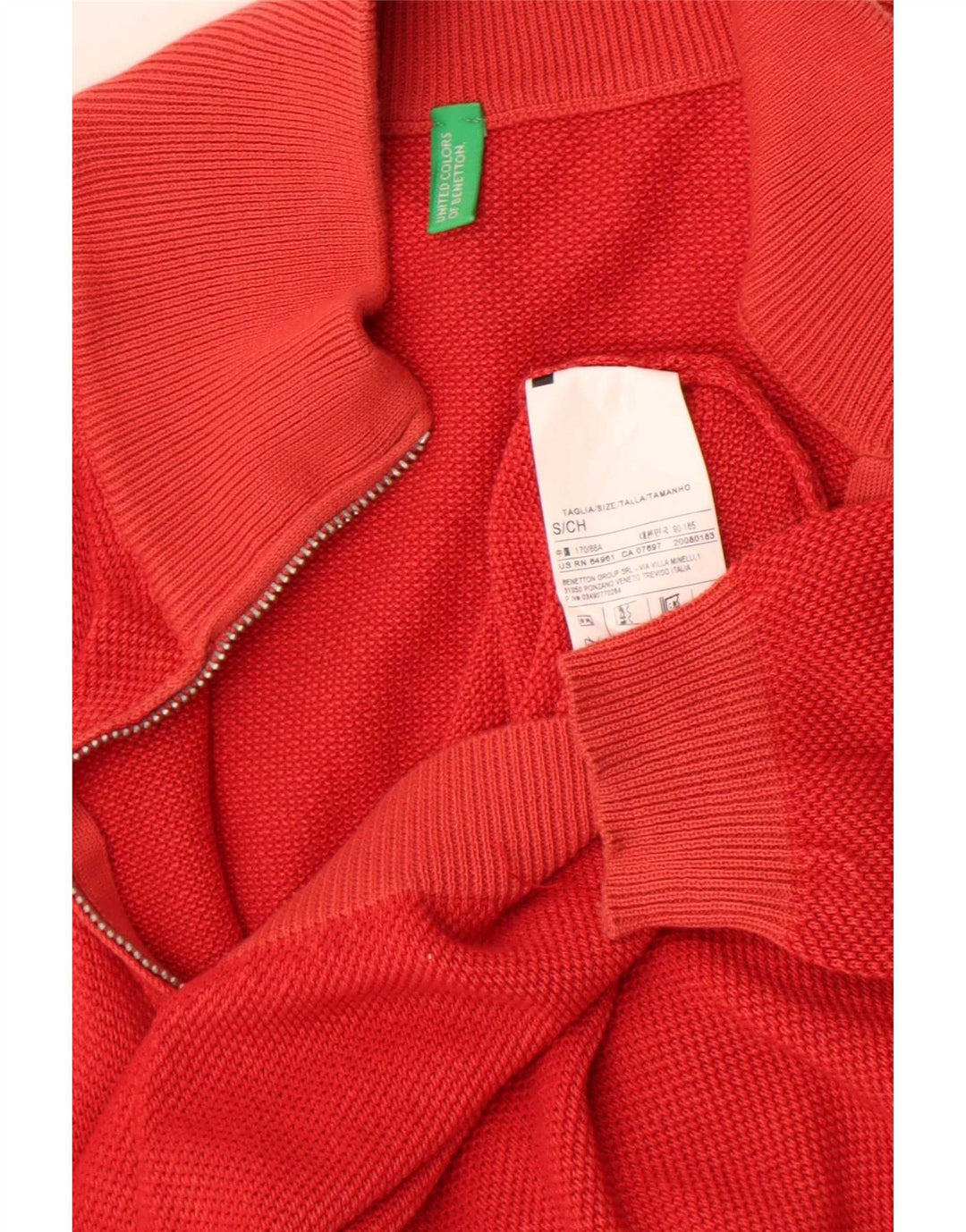 Maglione Cardigan Uomo Benetton Piccolo Rosso In Cotone