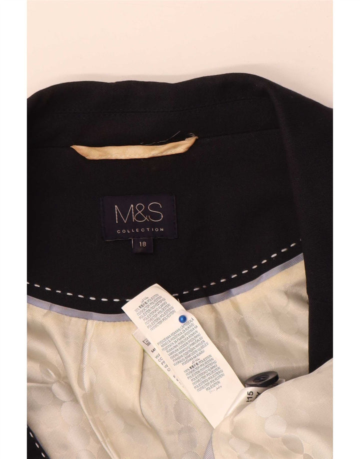 Giacca blazer a 1 bottone da donna Marks & Spencer UK 18 XL poliestere blu navy