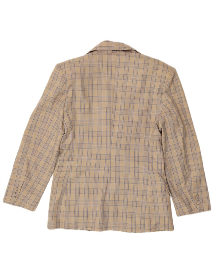 Giacca blazer da donna a 2 bottoni Okay IT 44 Lana a quadri beige medio