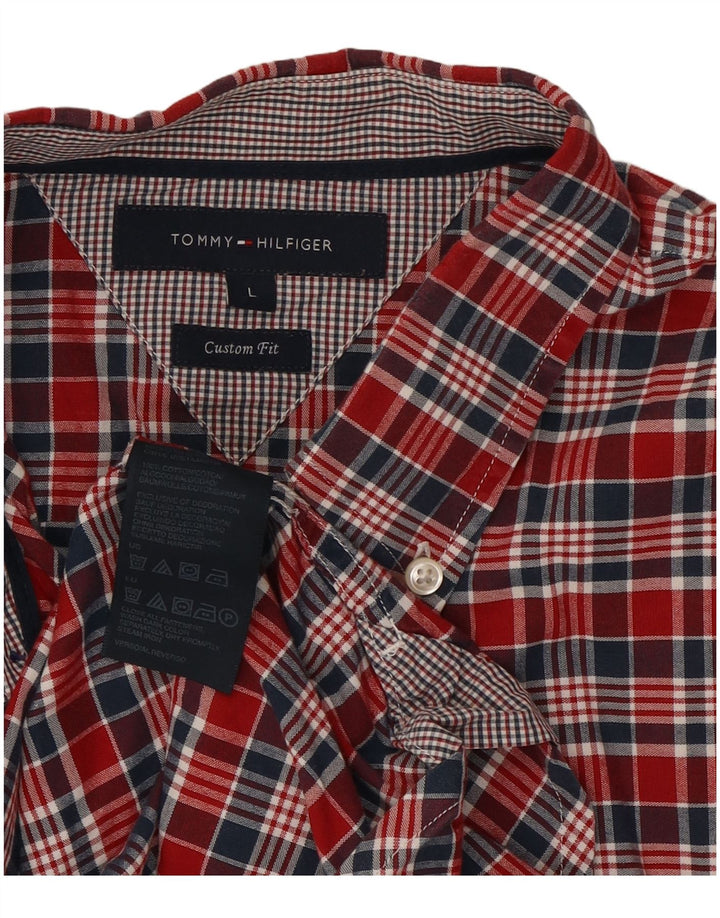 Camicia da uomo su misura Tommy Hilfiger, cotone a quadri rossi grandi