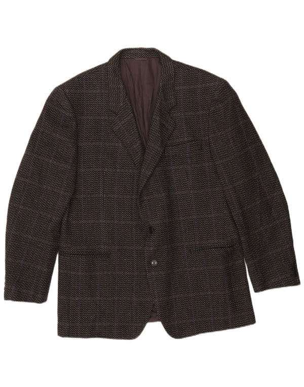 Giacca blazer da uomo a 2 bottoni Cerruti 1881 IT 54 2XL Lana d'agnello a quadri grigi