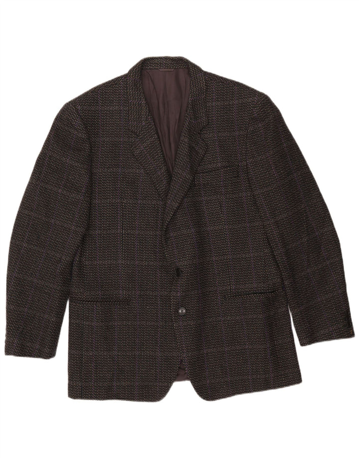 Giacca blazer da uomo a 2 bottoni Cerruti 1881 IT 54 2XL Lana d'agnello a quadri grigi