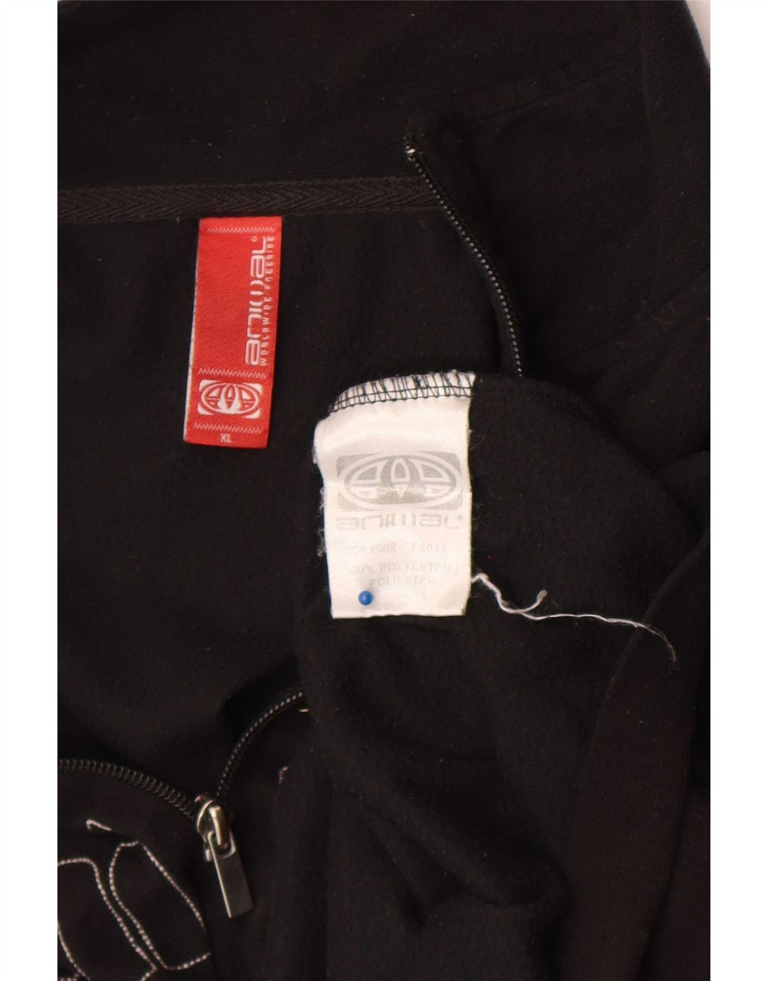 Maglione in pile con collo con zip e grafica da uomo XL poliestere nero