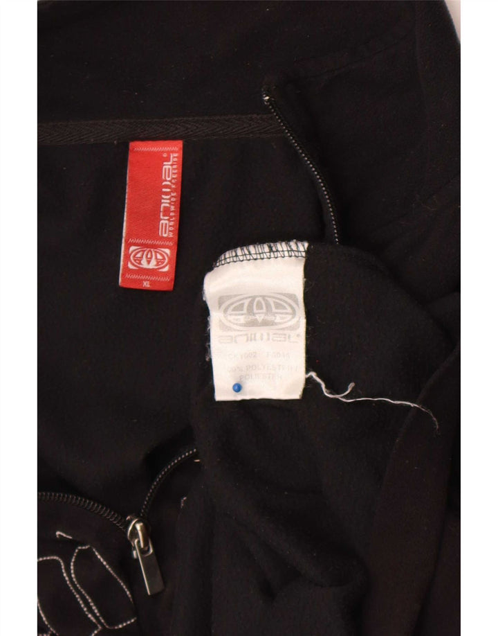 Maglione in pile con collo con zip e grafica da uomo XL poliestere nero