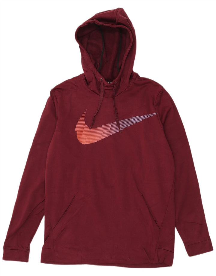 NIKE Felpa con cappuccio grafica Dri Fit da uomo, grande, in poliestere bordeaux