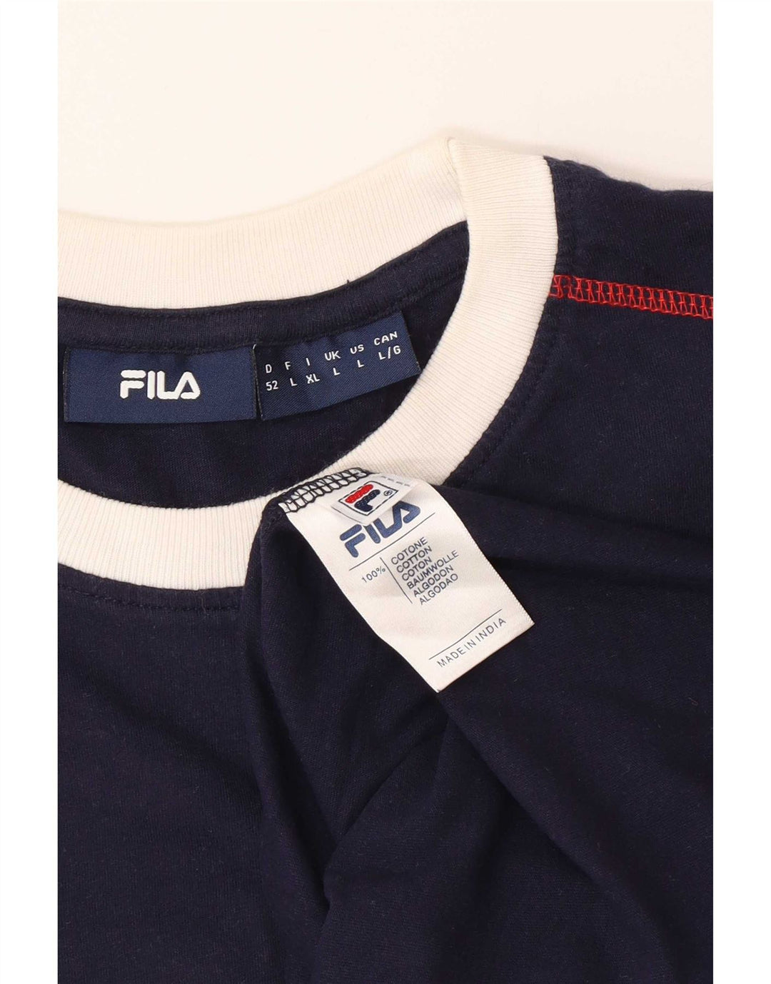 T-shirt da uomo Fila Top Large in cotone a righe blu navy