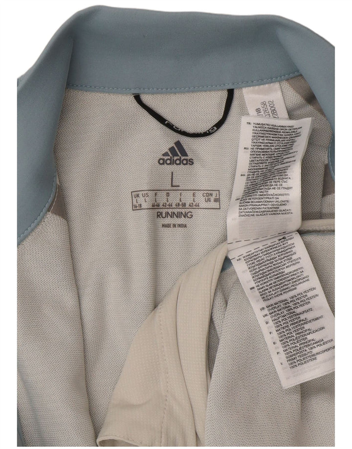Giacca da tuta da donna con maniche a 3/4 Adidas UK 16/18 Large Blu Poliestere