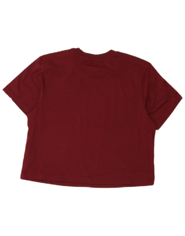 T-shirt corta oversize da donna Adidas UK 8/10 piccola in cotone bordeaux