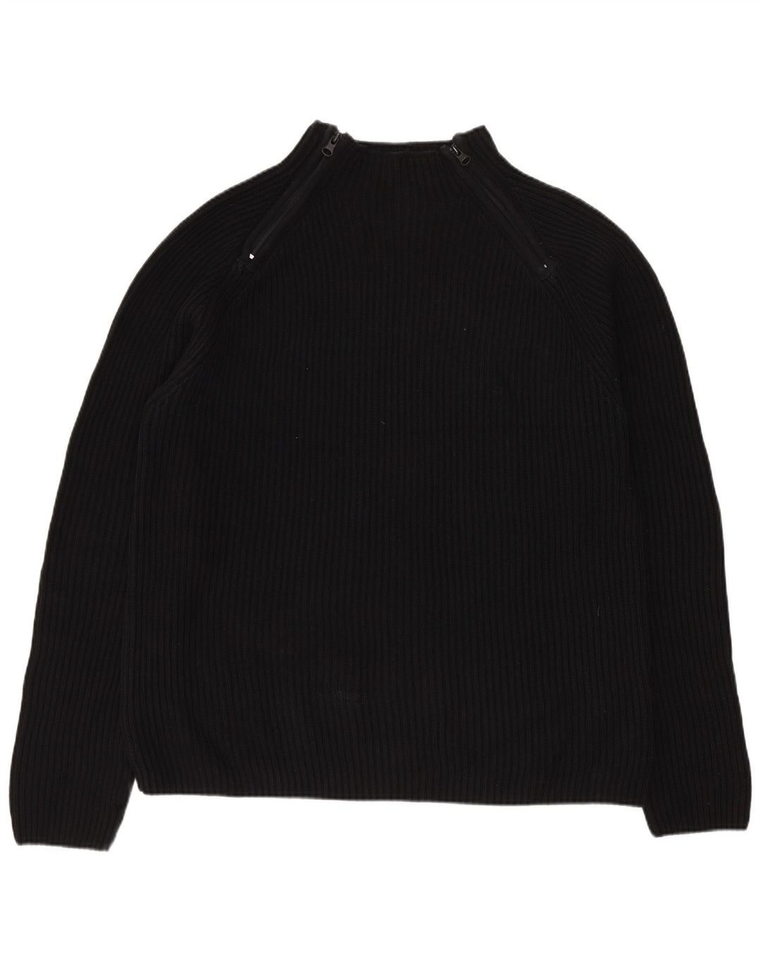 Maglione Zara da uomo con zip e collo grande in cotone nero