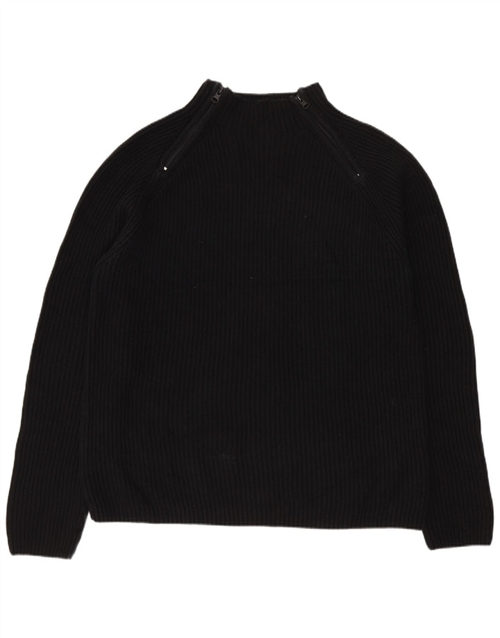 Maglione Zara da uomo con zip e collo grande in cotone nero