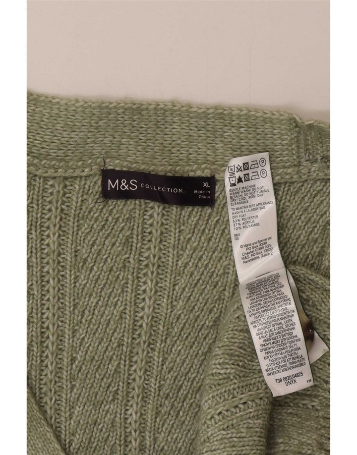 Maglione cardigan da donna Marks & Spencer UK 18 XL poliestere verde
